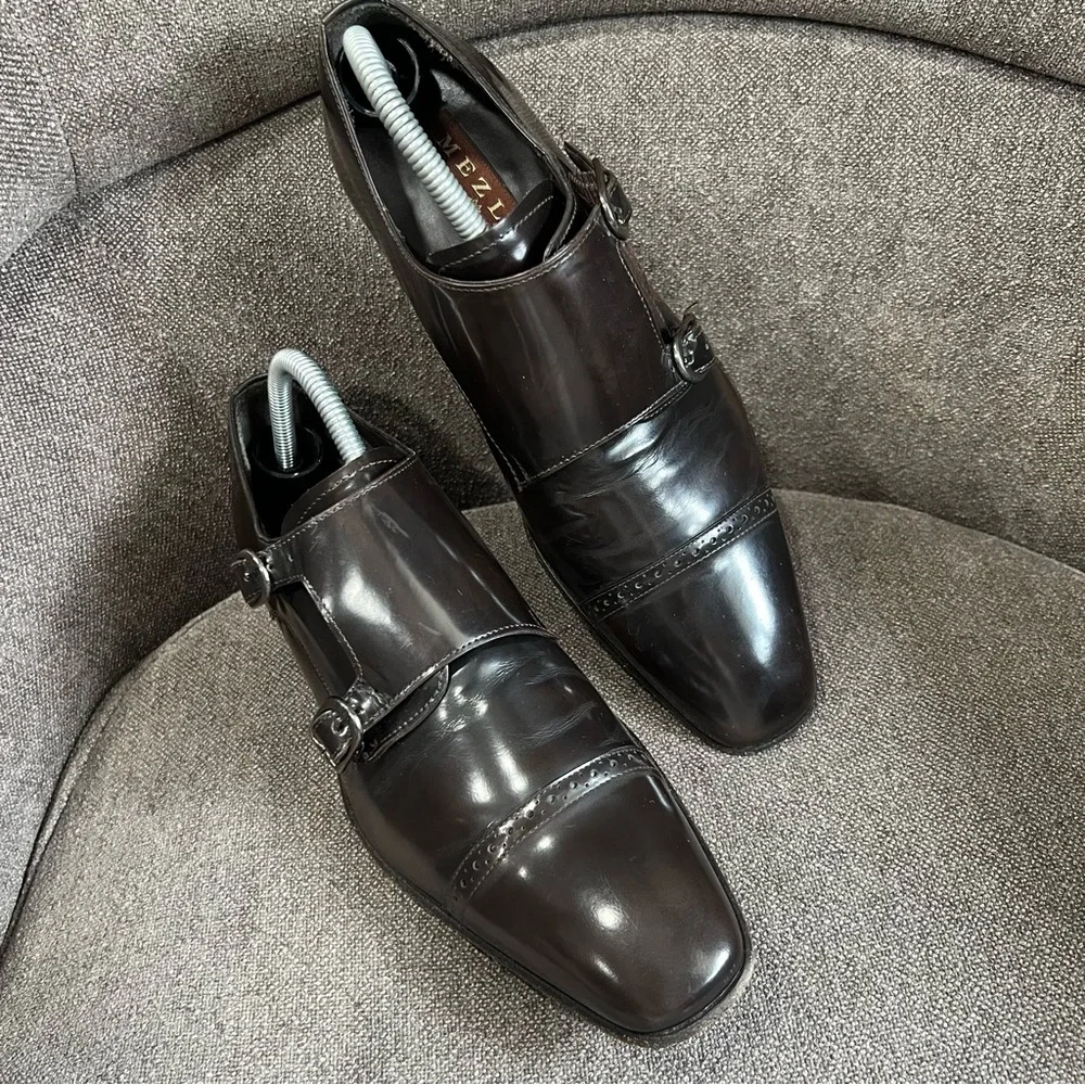Mezlan monk straps leather loafers size‎ 7